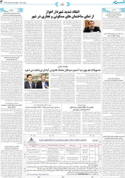 رخداد شماره 862 روزنامه نسیم خوزستان